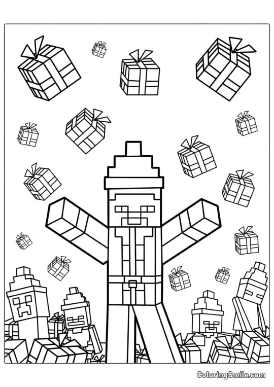 Steve i Julemand Hat - Farvelægningsside
