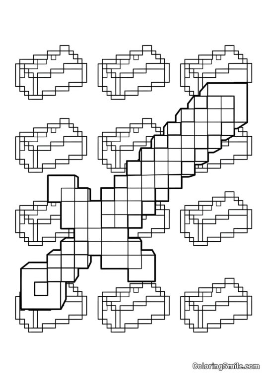 Anti-Stress Minecraft Sværd - Farvelægningsside