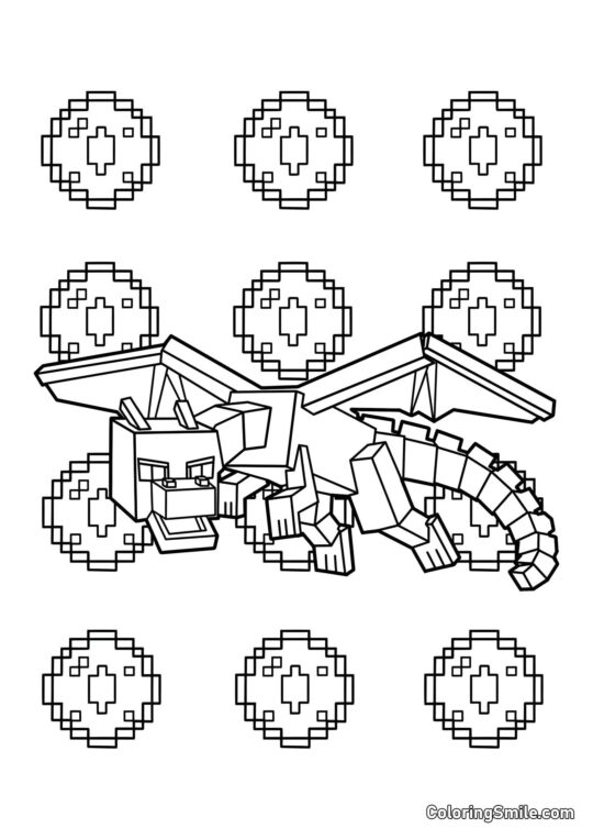 Minecraft Sort Drage - Farvelægningsside