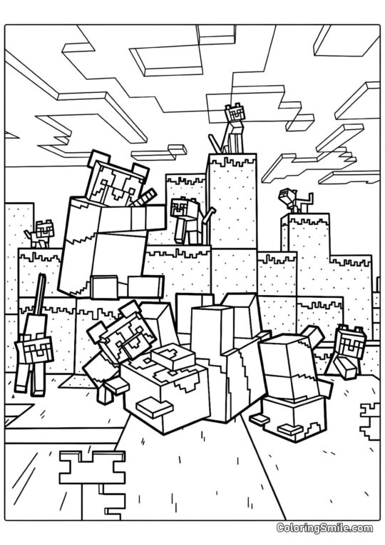 Minecraft Pandaer og Killinger - Farvelægningsside