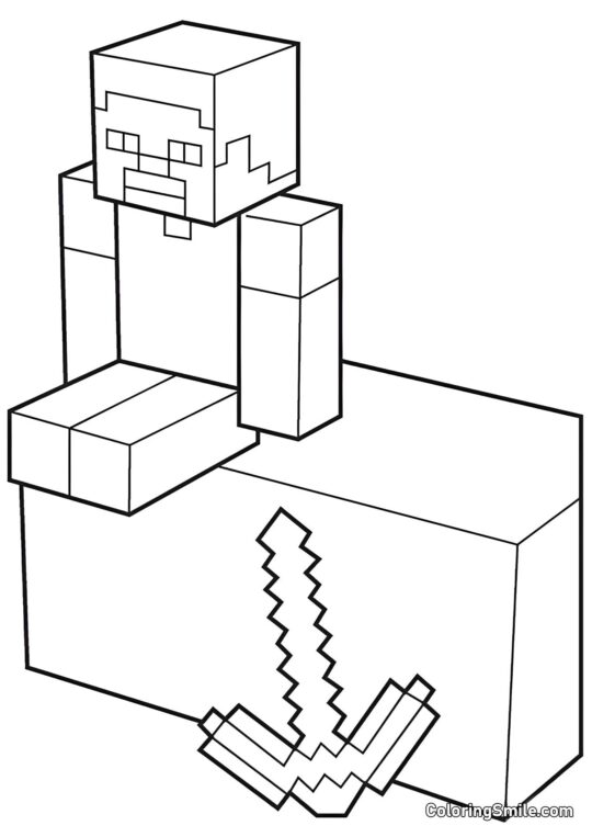 Mand med Pickaxe - Farvelægningsside