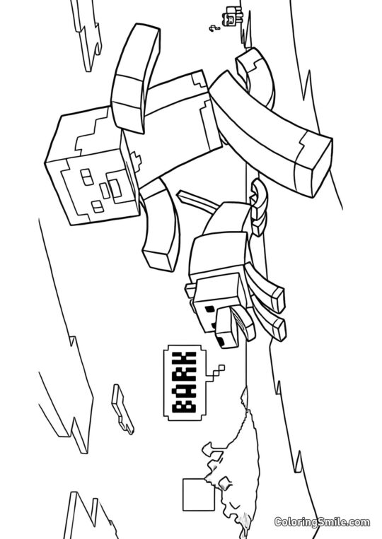 Steve med Hund - Farvelægningsside