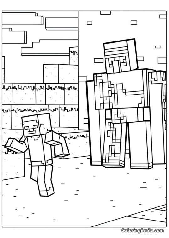 Jern Golem og Steve - Farvelægningsside