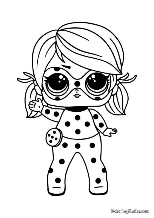 Disegni di Ladybug e Cat Noir da colorare Coccinella in Stile LOL Doll - Pagina da Colorare