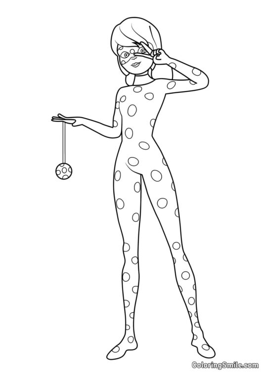 Disegni di Ladybug e Cat Noir da colorare Coccinella a Pieno Lunghezza - Pagina da Colorare