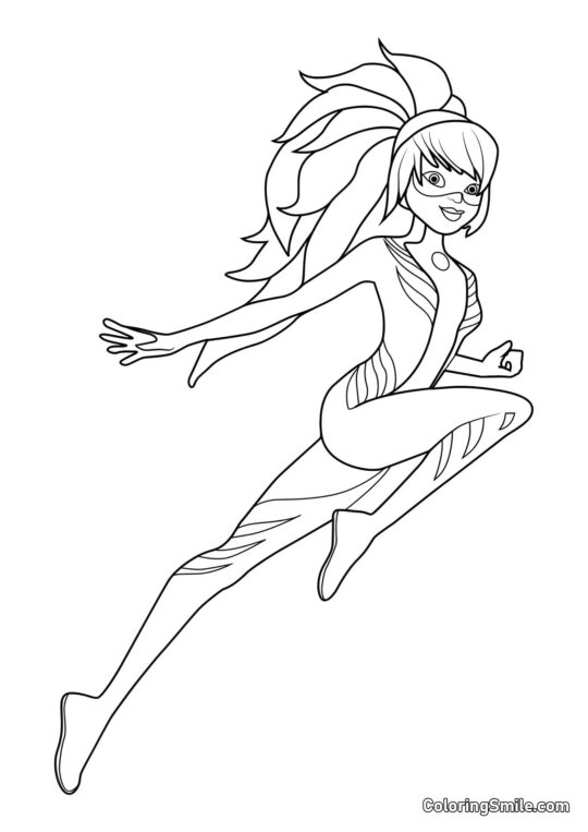 Disegni di Ladybug e Cat Noir da colorare Marinette come Lady Dragon - Pagina da Colorare