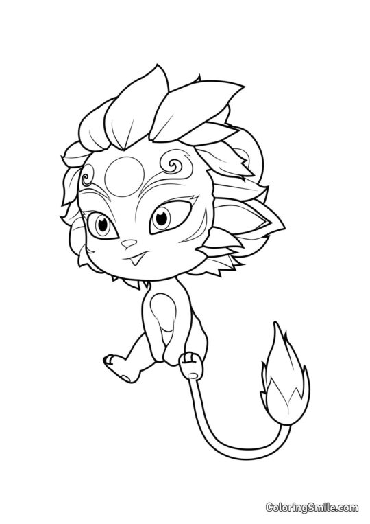 Disegni di Ladybug e Cat Noir da colorare Mei Shi il Leone Guardiano - Pagina da Colorare