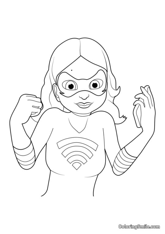 Disegni di Ladybug e Cat Noir da colorare Alya come Lady Wifi - Pagina da Colorare
