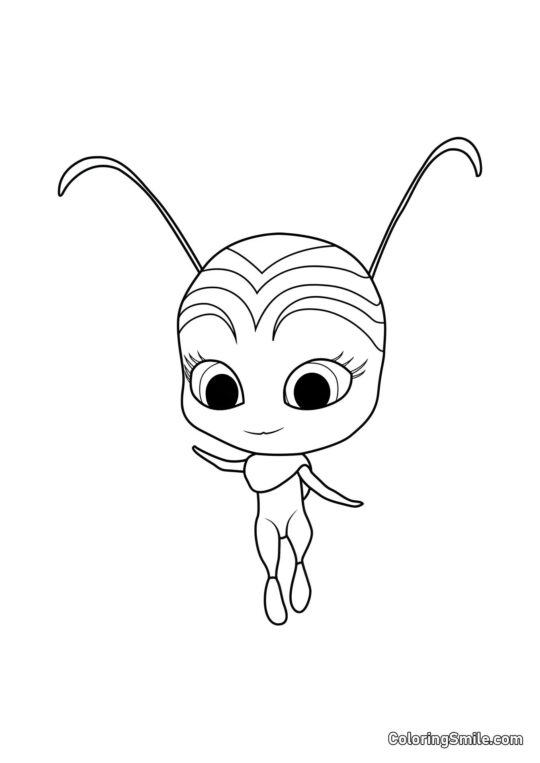 Disegni di Ladybug e Cat Noir da colorare Pollen — Kwami dell’Azione - Pagina da Colorare
