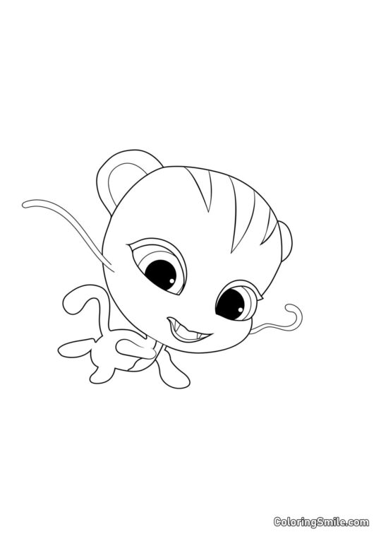 Disegni di Ladybug e Cat Noir da colorare Roaar — Kwami della Forza - Pagina da Colorare