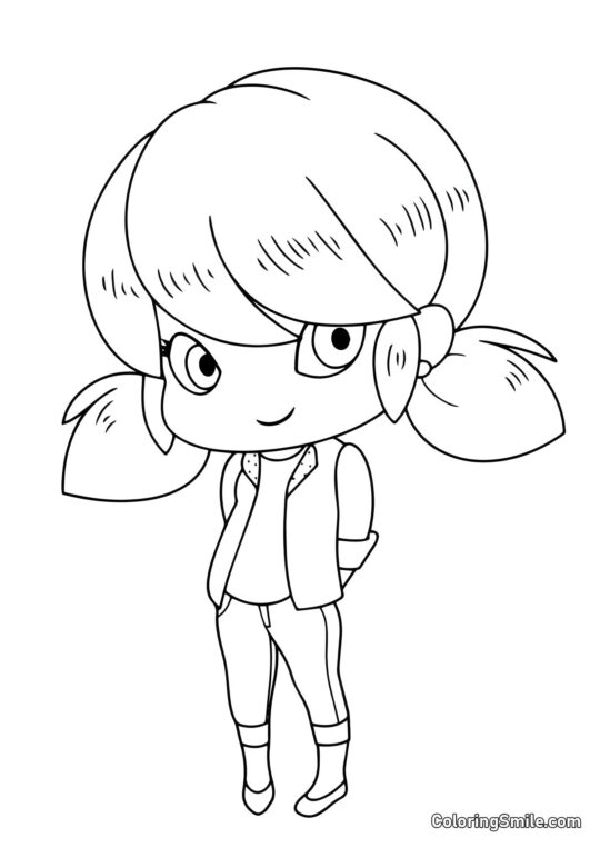 Disegni di Ladybug e Cat Noir da colorare Piccola Marinette Dupain-Cheng - Pagina da Colorare