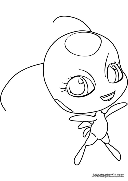 Disegni di Ladybug e Cat Noir da colorare Kwami della Coccinella - Pagina da Colorare