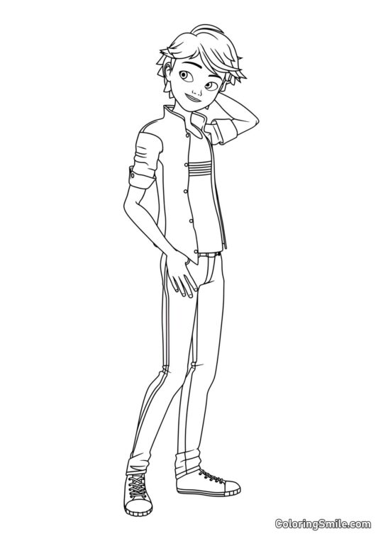 Disegni di Ladybug e Cat Noir da colorare Affascinante Adrien Agreste - Pagina da Colorare