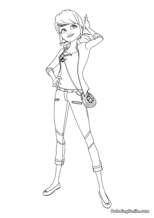 Disegni di Ladybug e Cat Noir da colorare Bella Marinette - Pagina da Colorare