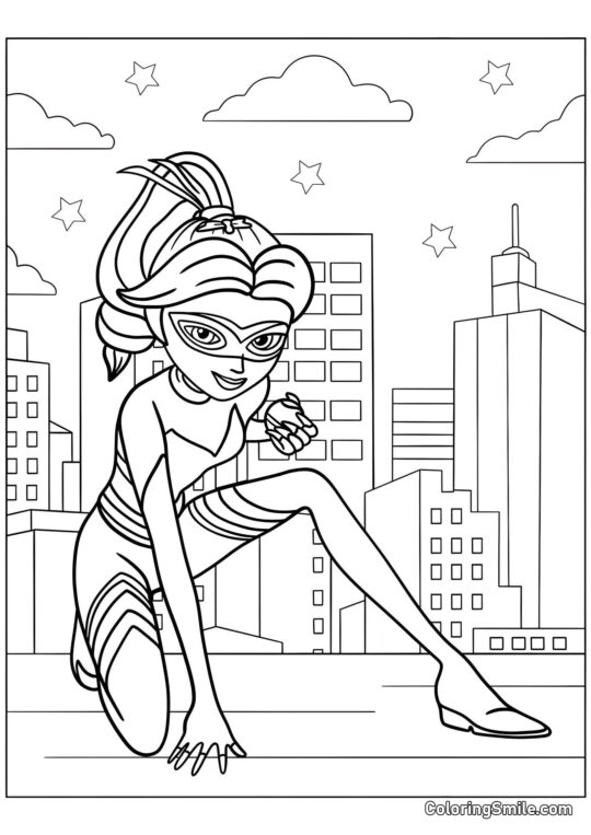 Disegni di Ladybug e Cat Noir da colorare Chloe Bourgeois in Costume da Regina Bee - Pagina da Colorare