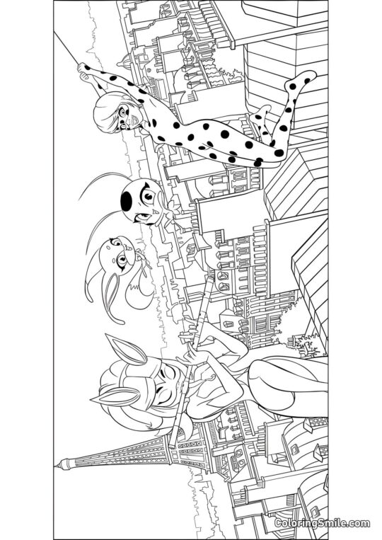 Disegni di Ladybug e Cat Noir da colorare Coccinella e Rena Rouge - Pagina da Colorare