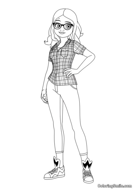 Disegni di Ladybug e Cat Noir da colorare Alya Césaire a Pieno Lunghezza - Pagina da Colorare