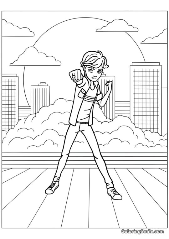 Disegni di Ladybug e Cat Noir da colorare Adrien Agreste Che Chiama Plagg - Pagina da Colorare