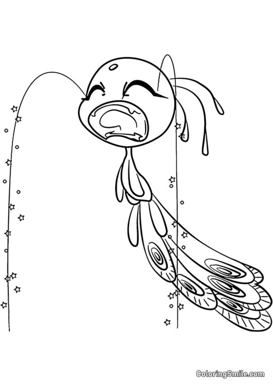 Disegni di Ladybug e Cat Noir da colorare Kwami Pavone Duusu - Pagina da Colorare