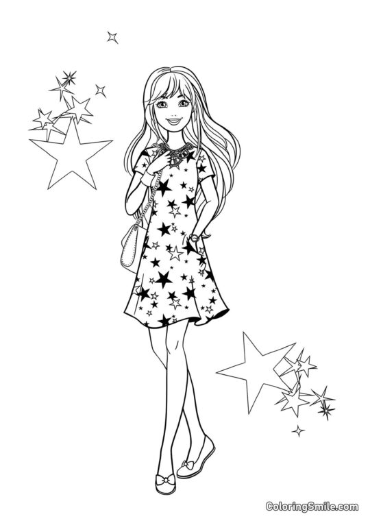 Dibujos de Barbie para colorear Barbie y estrellas - Página para Colorear