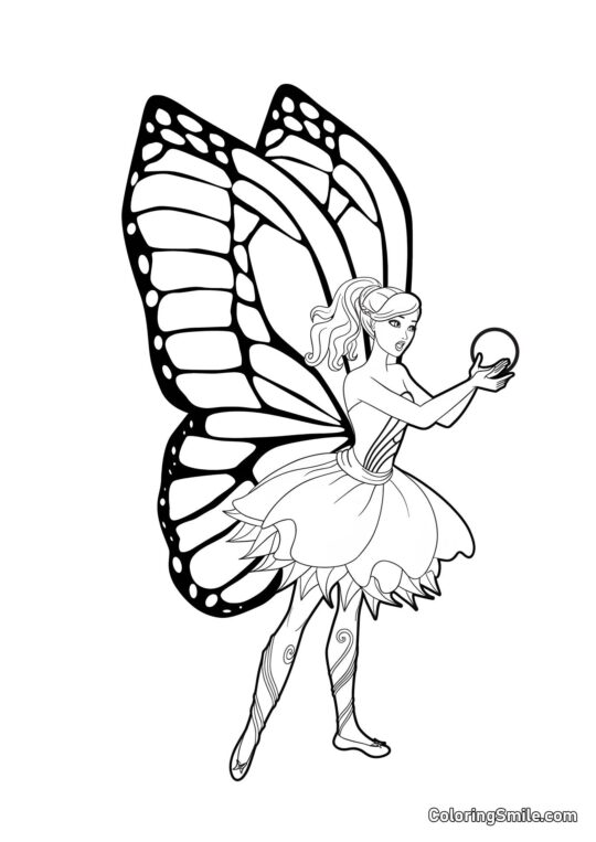 Dibujos de Barbie para colorear Barbie con alas de hada - Página para Colorear