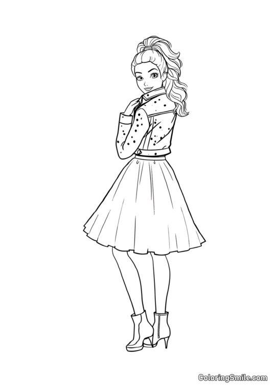 Dibujos de Barbie para colorear Barbie en una chaqueta y falda - Página para Colorear