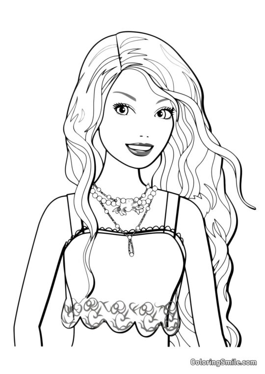 Dibujos de Barbie para colorear Barbie rizó su cabello - Página para Colorear