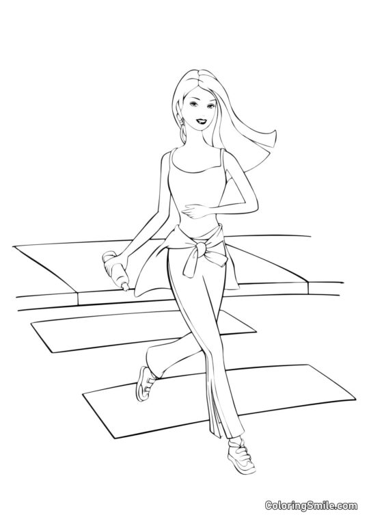 Dibujos de Barbie para colorear Barbie en una carrera - Página para Colorear