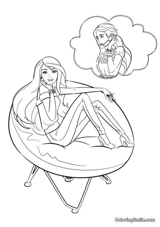 Dibujos de Barbie para colorear Barbie hablando con una amiga - Página para Colorear