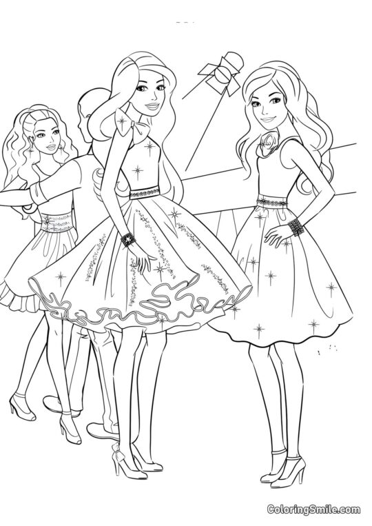 Dibujos de Barbie para colorear Barbie en una fiesta - Página para Colorear