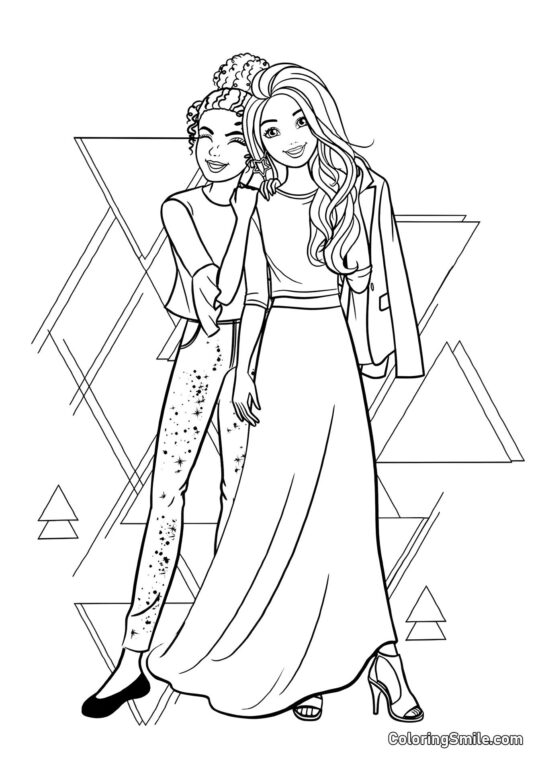 Dibujos de Barbie para colorear Barbie con su mejor amiga - Página para Colorear