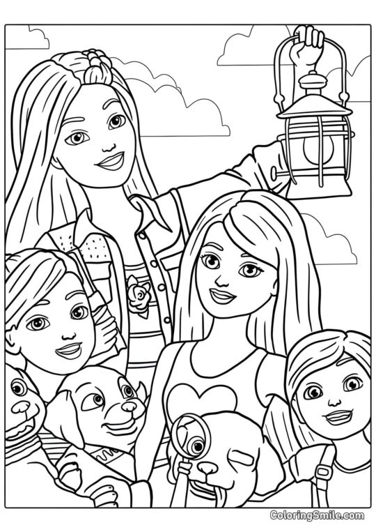Dibujos de Barbie para colorear Barbie y chicas - Página para Colorear