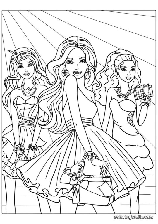 Dibujos de Barbie para colorear La fiesta de Barbie - Página para Colorear