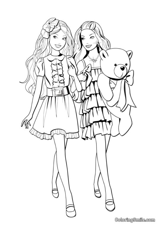 Dibujos de Barbie para colorear Barbie yendo a una fiesta de cumpleaños - Página para Colorear