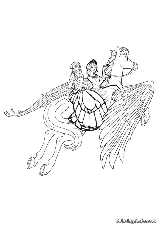 Dibujos de Barbie para colorear Barbie y Pegaso - Página para Colorear