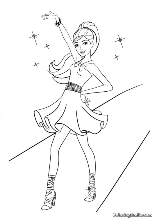 Dibujos de Barbie para colorear Barbie divirtiéndose - Página para Colorear