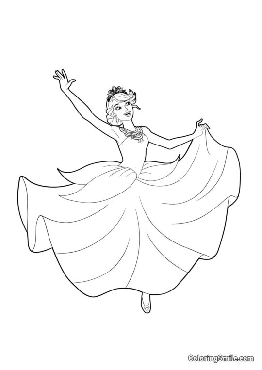 Dibujos de Barbie para colorear Barbie en un vestido floral - Página para Colorear