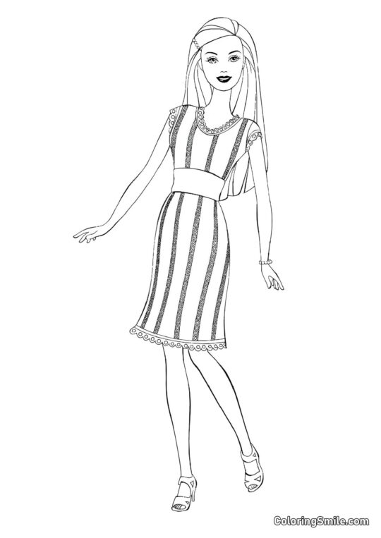 Dibujos de Barbie para colorear Barbie vestido estricto - Página para Colorear