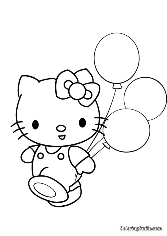 Hello Kitty i balony - Kolorowanka
