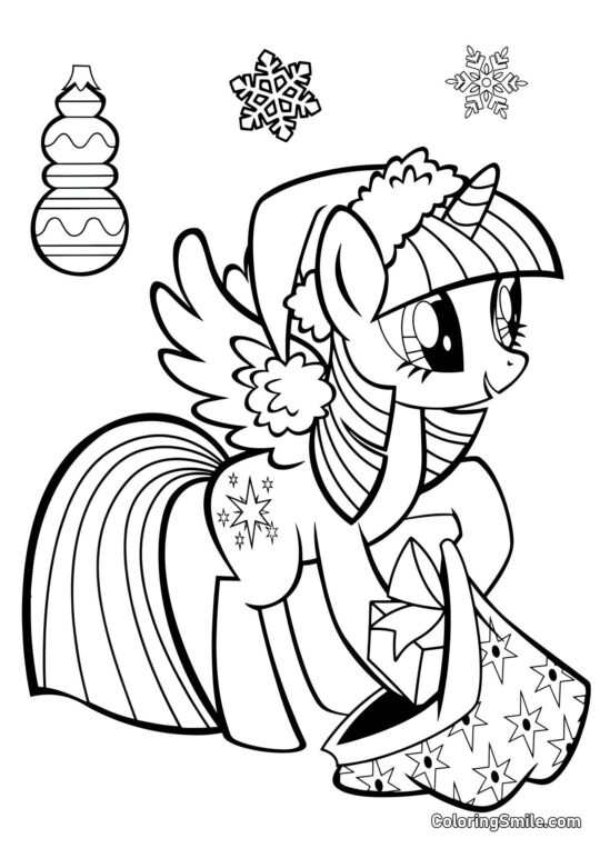 Jiskra s novoročními dárky - Omalovánka