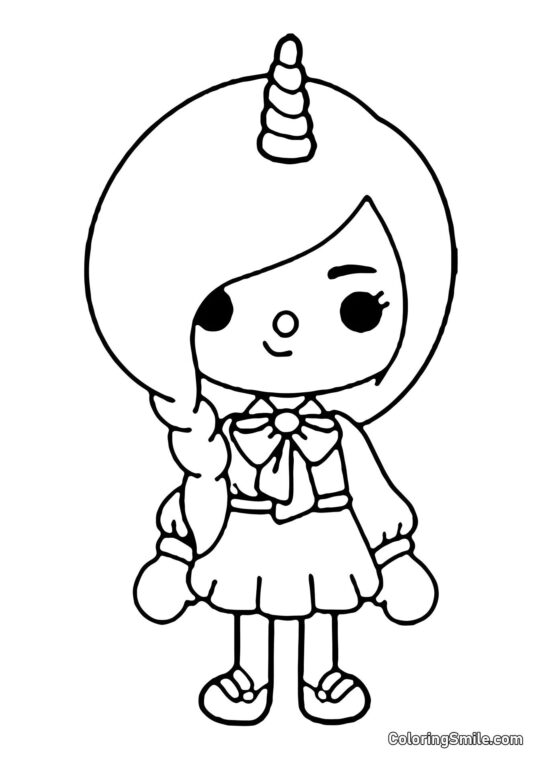 Toca Boca enhjørning pige - Farvelægningsside