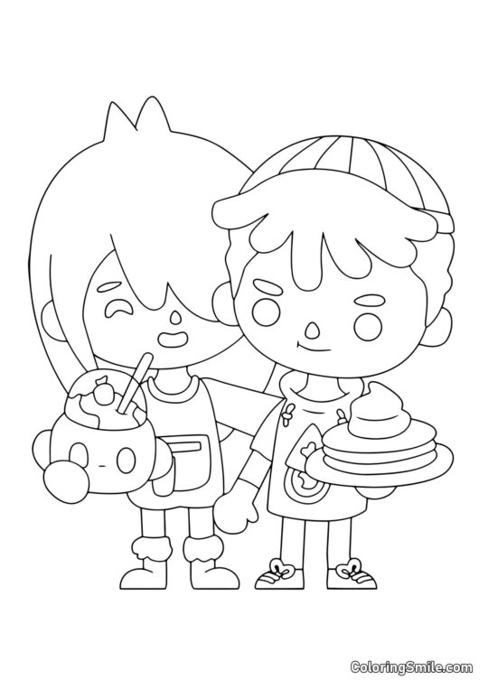 Toca Boca dreng og pige - Farvelægningsside