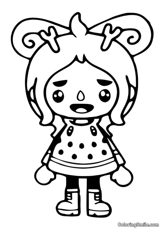 Toca Boca pige med horn - Farvelægningsside