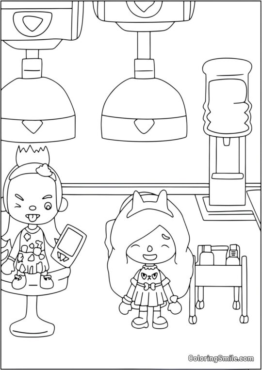 Toca Boca livssalon - Farvelægningsside