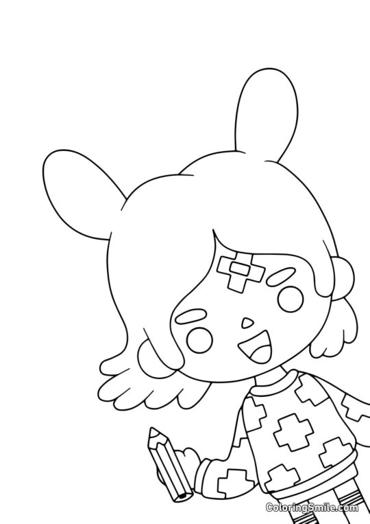 Toca Boca Rita med en blyant - Farvelægningsside