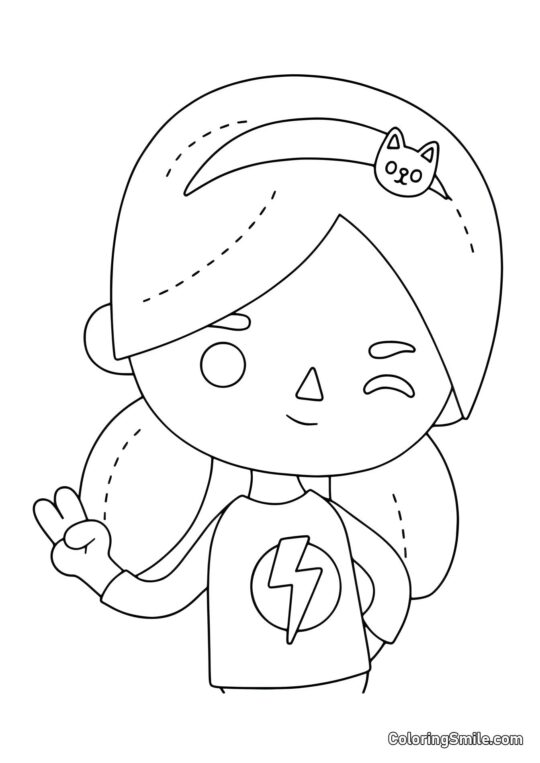 Toca Boca pige med lyn - Farvelægningsside