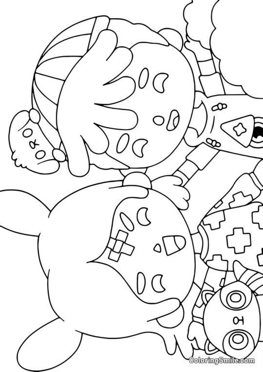 Toca Boca dreng og pige griner - Farvelægningsside