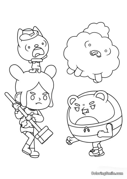 Toca Boca pige Rita mod den onde robot - Farvelægningsside