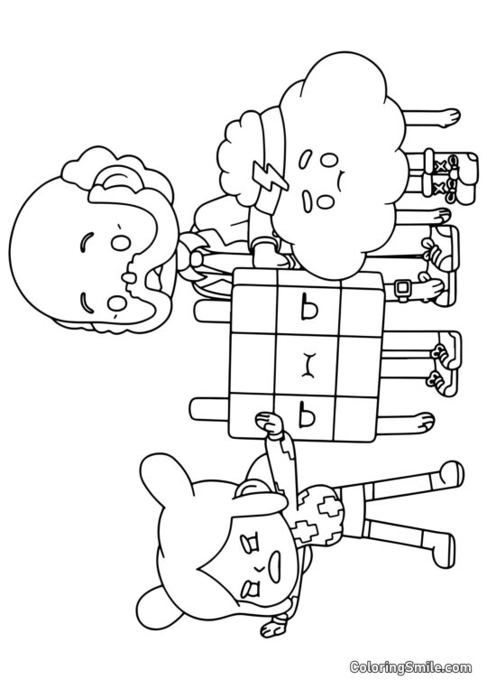 Toca Boca pige, bedstefar og crumpets - Farvelægningsside