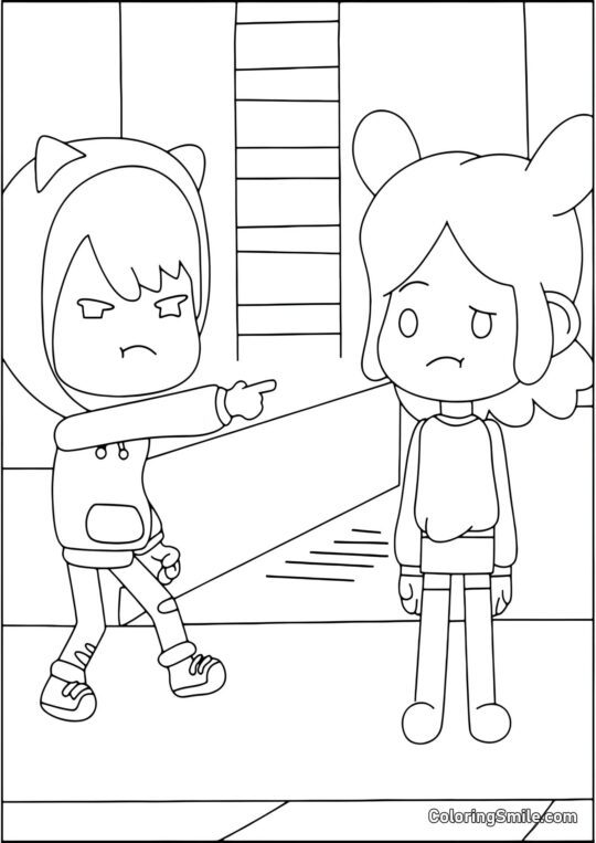 Toca Boca Zeke peger på Rita - Farvelægningsside